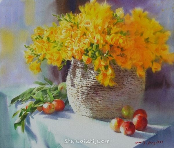 韩国Yang Won Hui水彩花卉作品995557