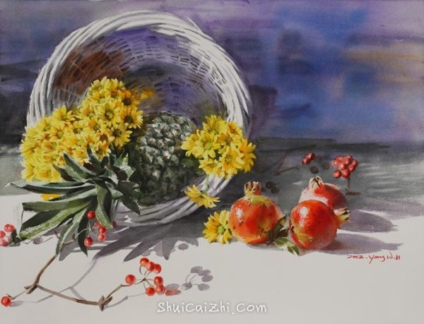 韩国Yang Won Hui水彩花卉作品995833