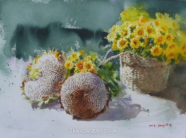 韩国Yang Won Hui水彩花卉作品996118