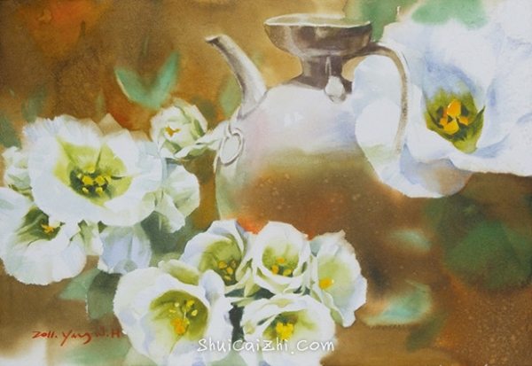 韩国Yang Won Hui水彩花卉作品996251