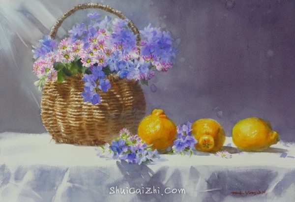 韩国Yang Won Hui水彩花卉作品996254