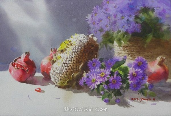 韩国Yang Won Hui水彩花卉作品996262