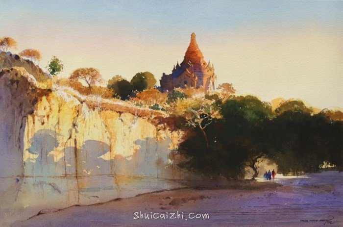 缅甸画家Myoe Win Aung水彩画作品欣赏