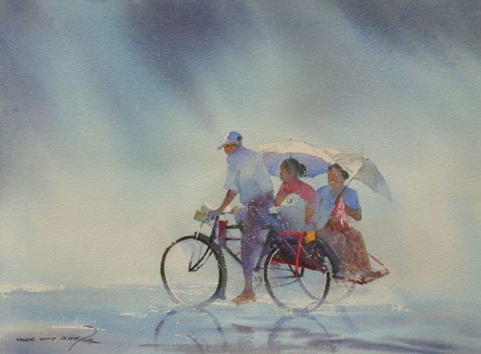 缅甸画家Myoe Win Aung水彩画作品欣赏
