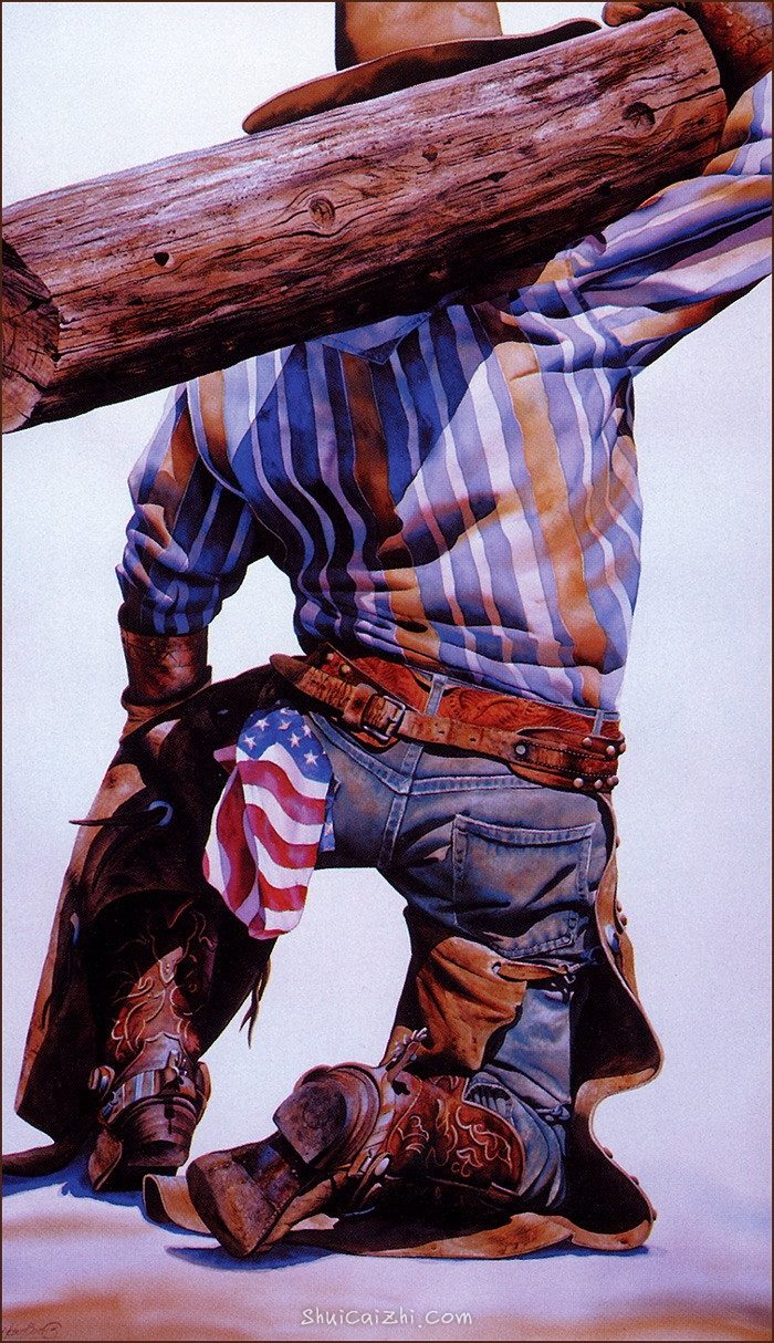 Nelson Boren 美国水彩画家（无头牛仔系列）2060959779477045545