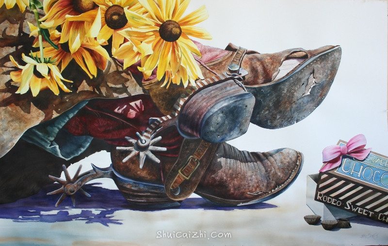 Nelson Boren 美国水彩画家（无头牛仔系列）2145402272490478483