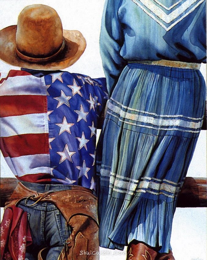 Nelson Boren 美国水彩画家（无头牛仔系列）2447987872453783483