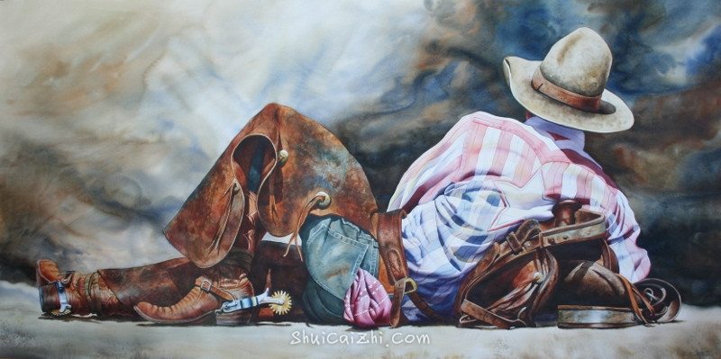 Nelson Boren 美国水彩画家（无头牛仔系列）2456432121755049339