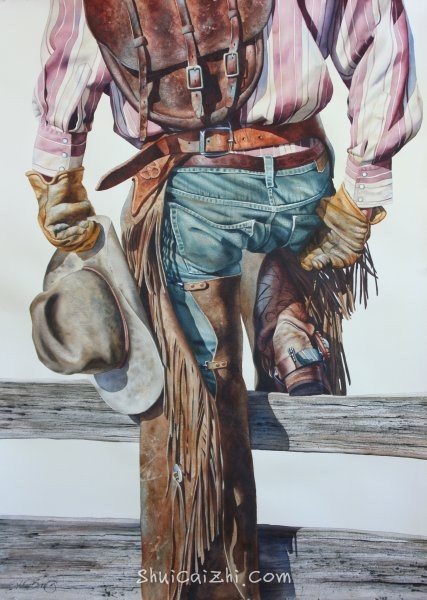Nelson Boren 美国水彩画家（无头牛仔系列）2562266712998255860