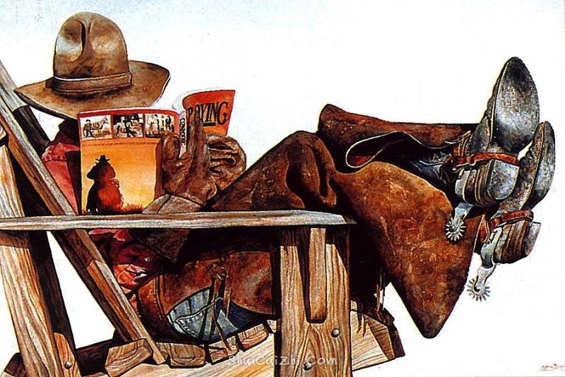 Nelson Boren 美国水彩画家（无头牛仔系列）2688648977541342830