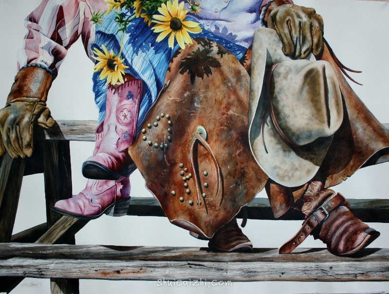 Nelson Boren 美国水彩画家（无头牛仔系列）2707789275957772859