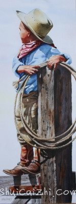 Nelson Boren 美国水彩画家（无头牛仔系列）2717359425165621407