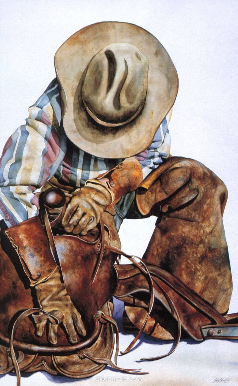 Nelson Boren 美国水彩画家（无头牛仔系列）2729462849164305295