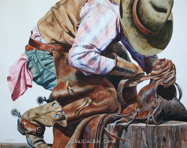 Nelson Boren 美国水彩画家（无头牛仔系列）2987856877784872864