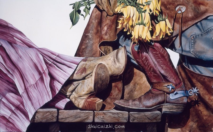 Nelson Boren 美国水彩画家（无头牛仔系列）3075677070518543528