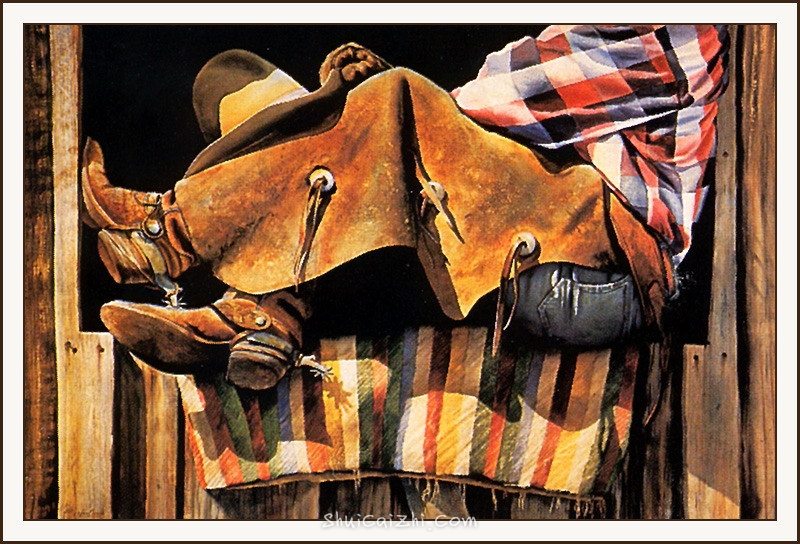 Nelson Boren 美国水彩画家（无头牛仔系列）3146045814697101014