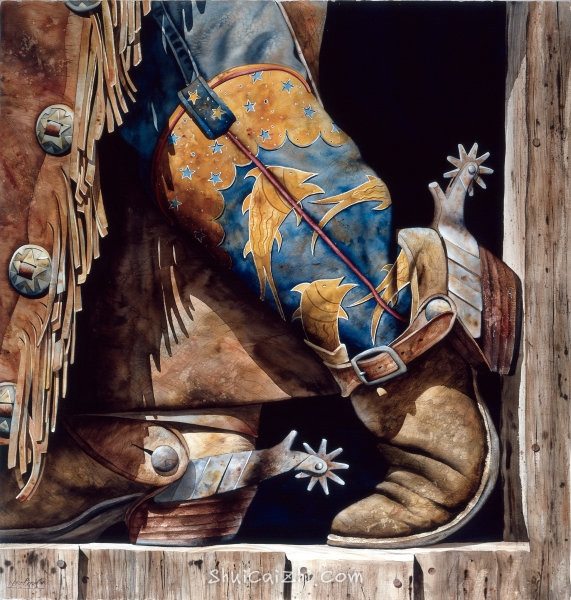 Nelson Boren 美国水彩画家（无头牛仔系列）3378825620435845391