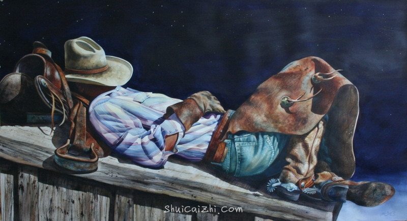 Nelson Boren 美国水彩画家（无头牛仔系列）3407254593083741939