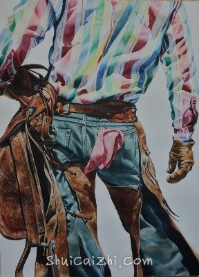 Nelson Boren 美国水彩画家（无头牛仔系列）3407254593083741945