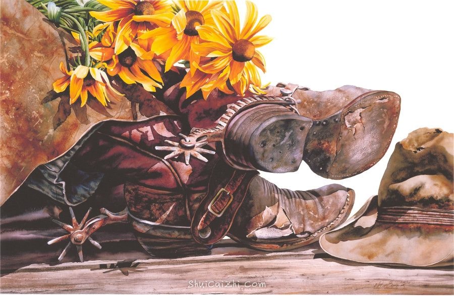 Nelson Boren 美国水彩画家（无头牛仔系列）3702240368675803540