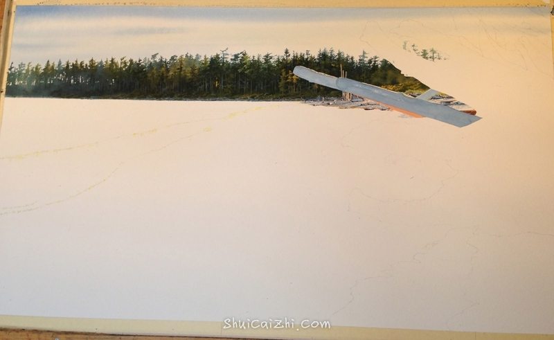 加拿大画家Carol Evans的海滩水彩绘画过程