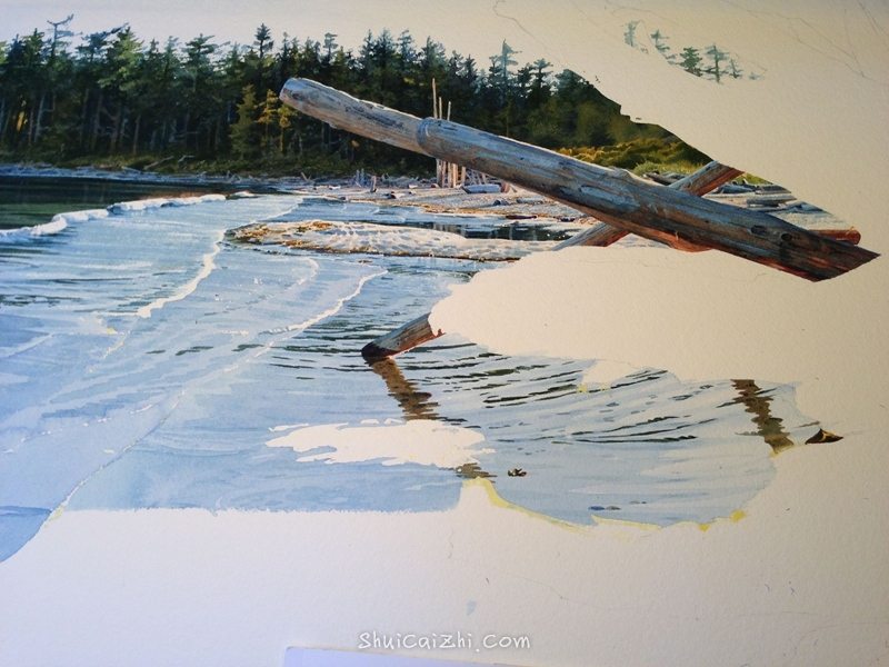 加拿大画家Carol Evans的海滩水彩绘画过程
