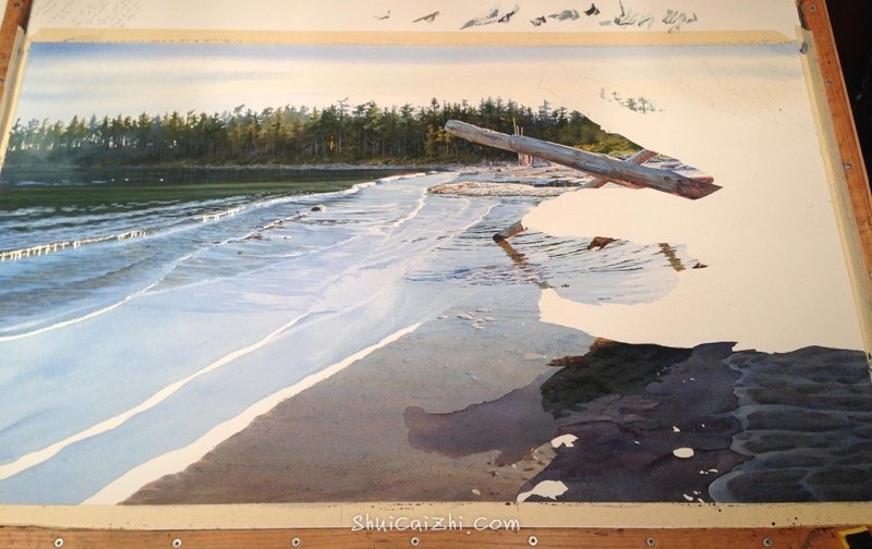 加拿大画家Carol Evans的海滩水彩绘画过程