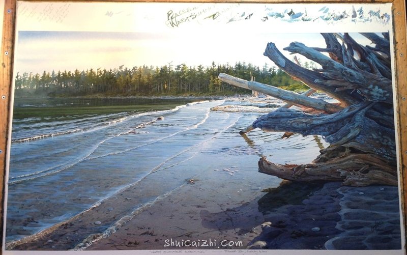 加拿大画家Carol Evans的海滩水彩绘画过程