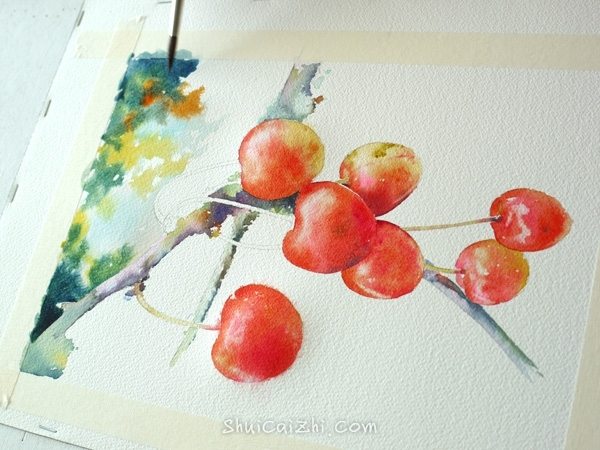 Joel Simon的水彩画樱桃绘画步骤 