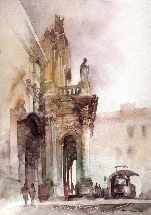 波兰Michal Orlowski水彩风景画作品