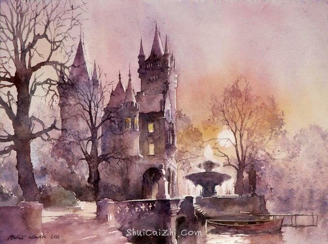 波兰Michal Orlowski水彩风景画作品