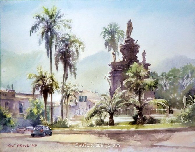 波兰Michal Orlowski水彩风景画作品