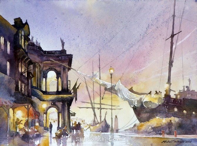 波兰Michal Orlowski水彩风景画作品