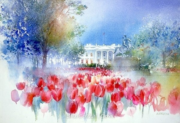 美国画家塔恩格尔水彩风景画作品 (10)