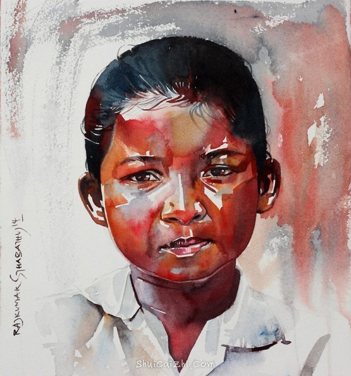 印度艺术家Rajkumar sthabathy肖像水彩画欣赏 (29)