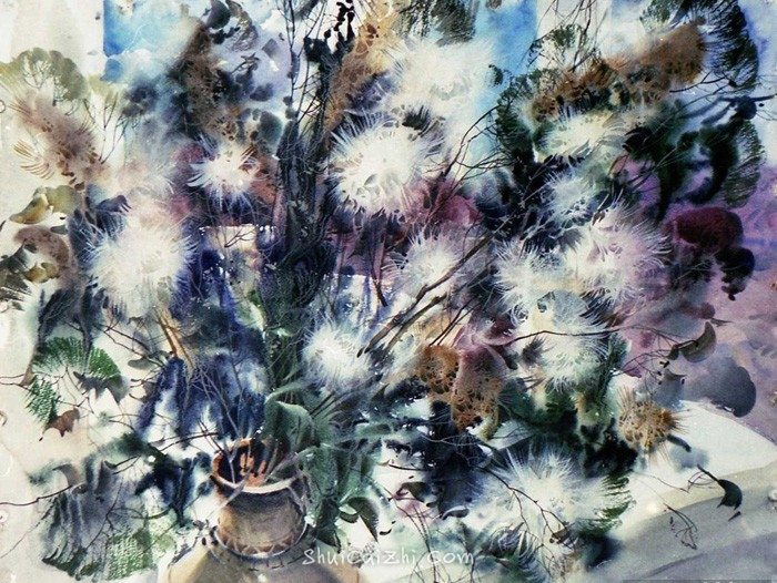 俄罗斯水彩画家Glory Korobeinikov静物风景作品 (9)