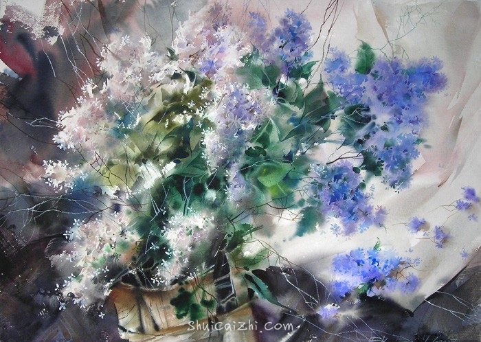 俄罗斯水彩画家Glory Korobeinikov静物风景作品 (14)