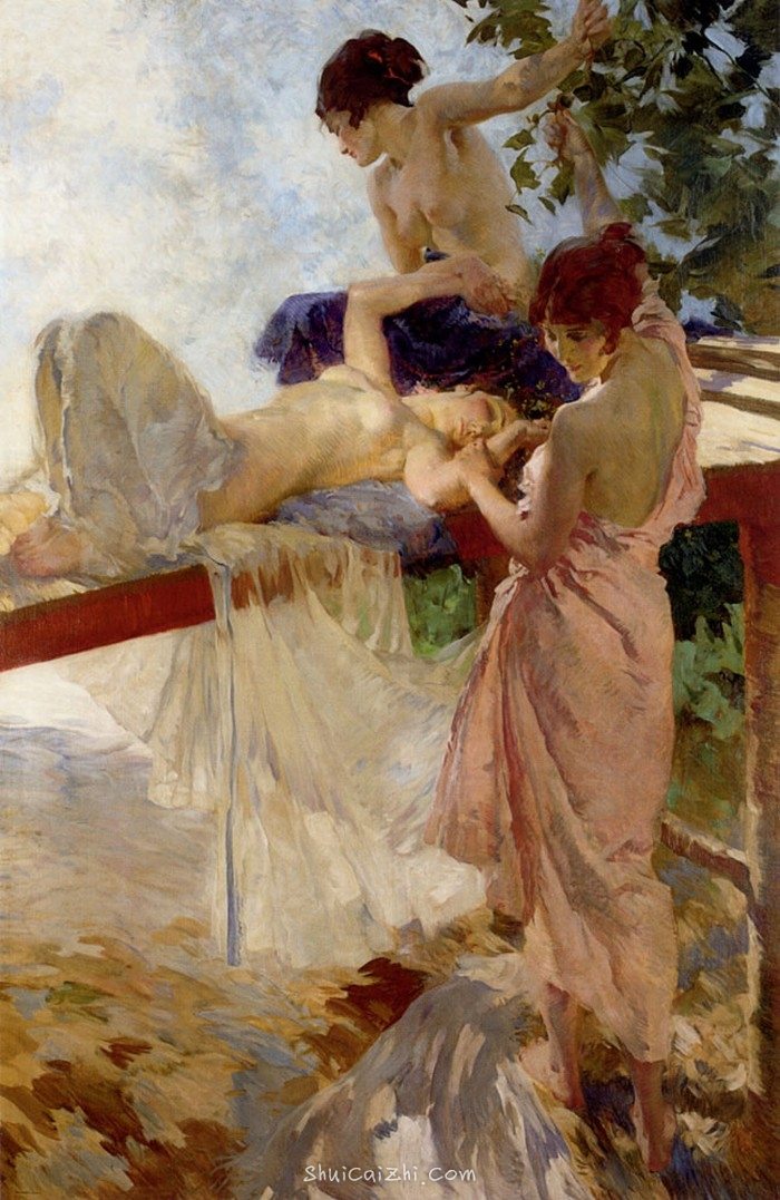 英国William Russell Flint威廉卢梭弗林特人体水彩画 (8)