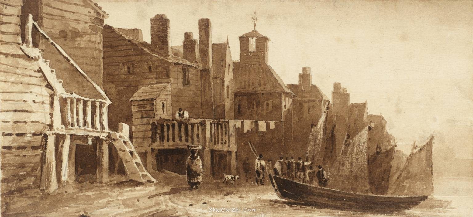 Buildings on the Banks of the Thames null by David Cox 1783-1859