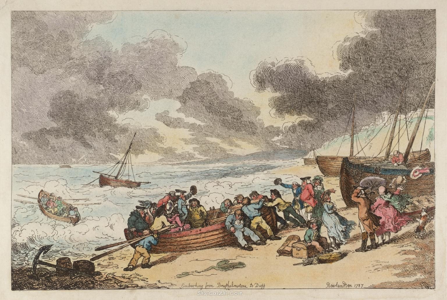 Embarking from Brighthelmstone to Diepp 1787 by Thomas Rowlandson 1756-1827