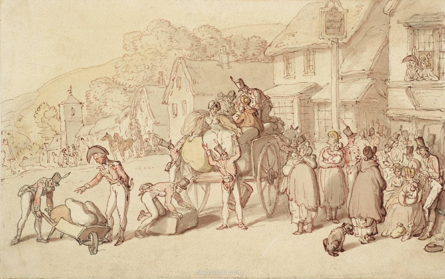 Departure from the Wheatsheaf null by Thomas Rowlandson 1756-1827