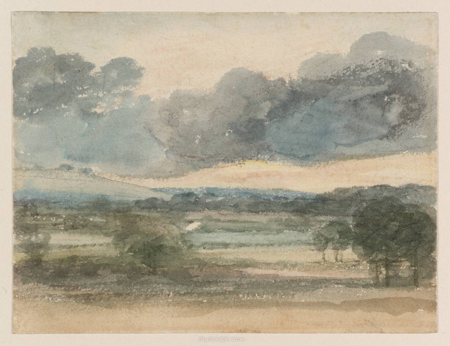View over a Valley, Probably Epsom Downs circa 1806 by John Constable 1776-1837
