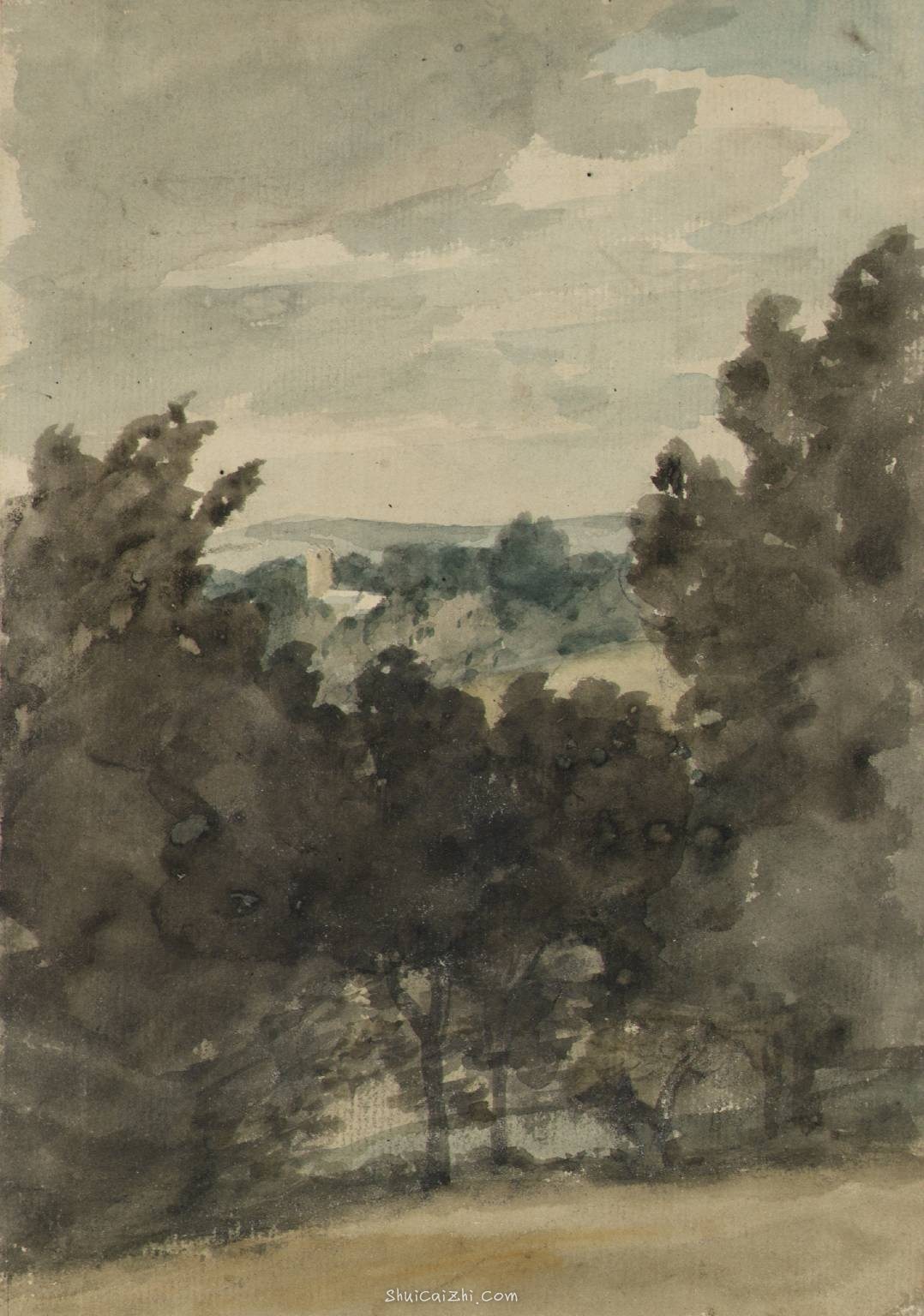 View towards Stratford St Mary Church circa 1805 by John Constable 1776-1837