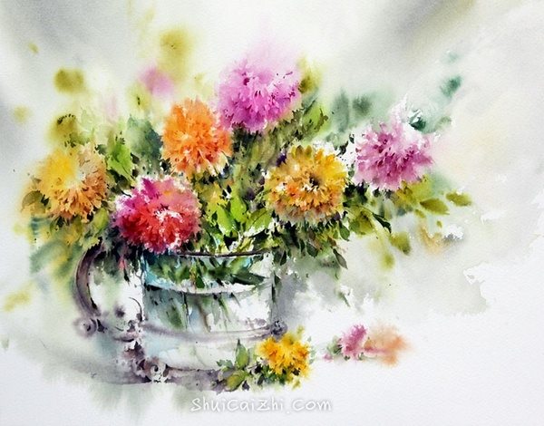 Mohammad Yazdchi的唯美静物花卉水彩手绘
