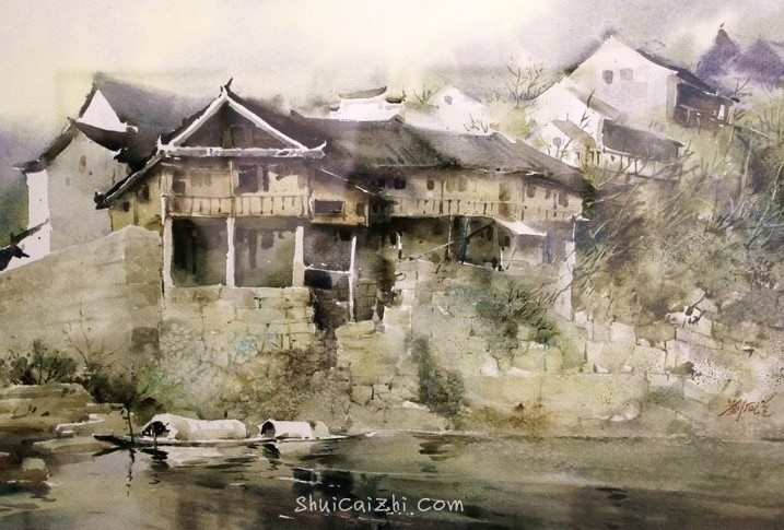 著名水彩画家教育家刘凤兰水彩风景作品