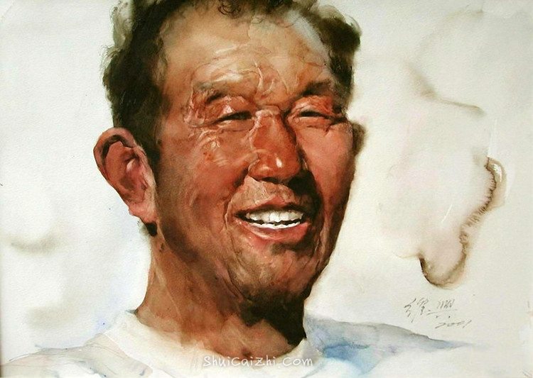 关维兴的男士肖像人物水彩画-24