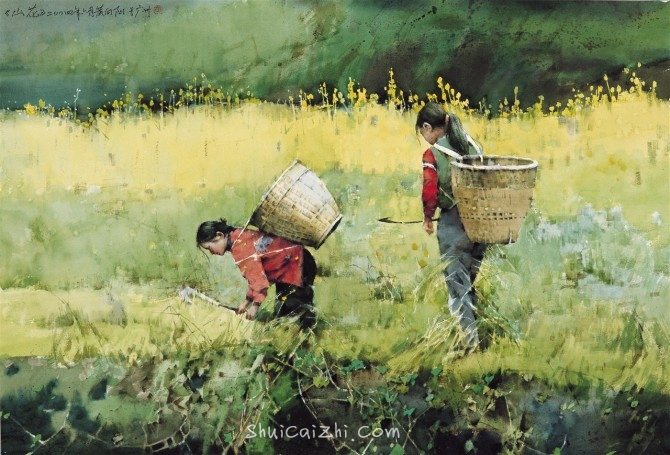 黄向阳乡村风景水彩画作品欣赏-27
