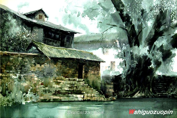 魏诗国的巴蜀山川风景水彩画欣赏-7