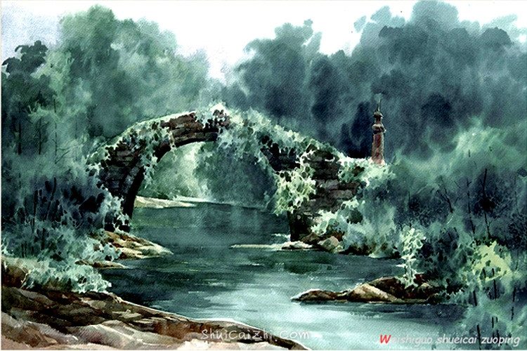 魏诗国的巴蜀山川风景水彩画欣赏-8