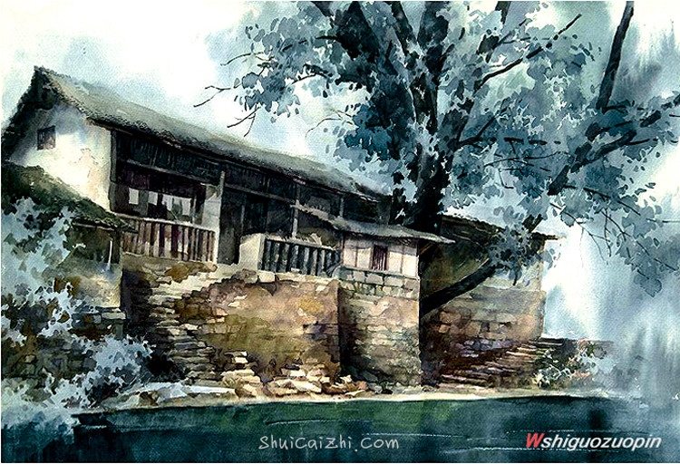 魏诗国的巴蜀山川风景水彩画欣赏-9